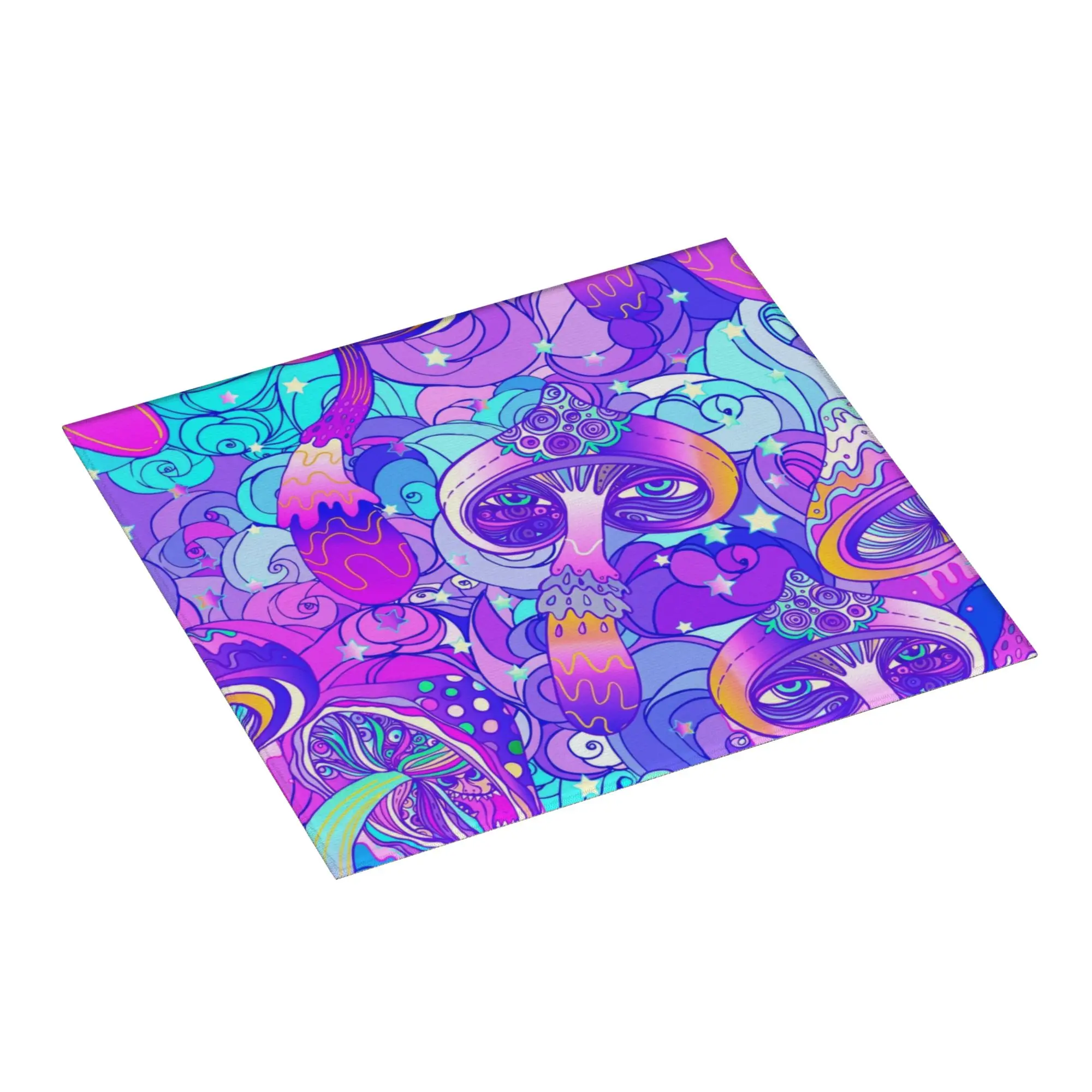 Psychedelic Trippy Magic Rainbow Mushroom Mysterious Boho Drying Mat For Kitchen Waterproof Reusable Countertop Protector Mat