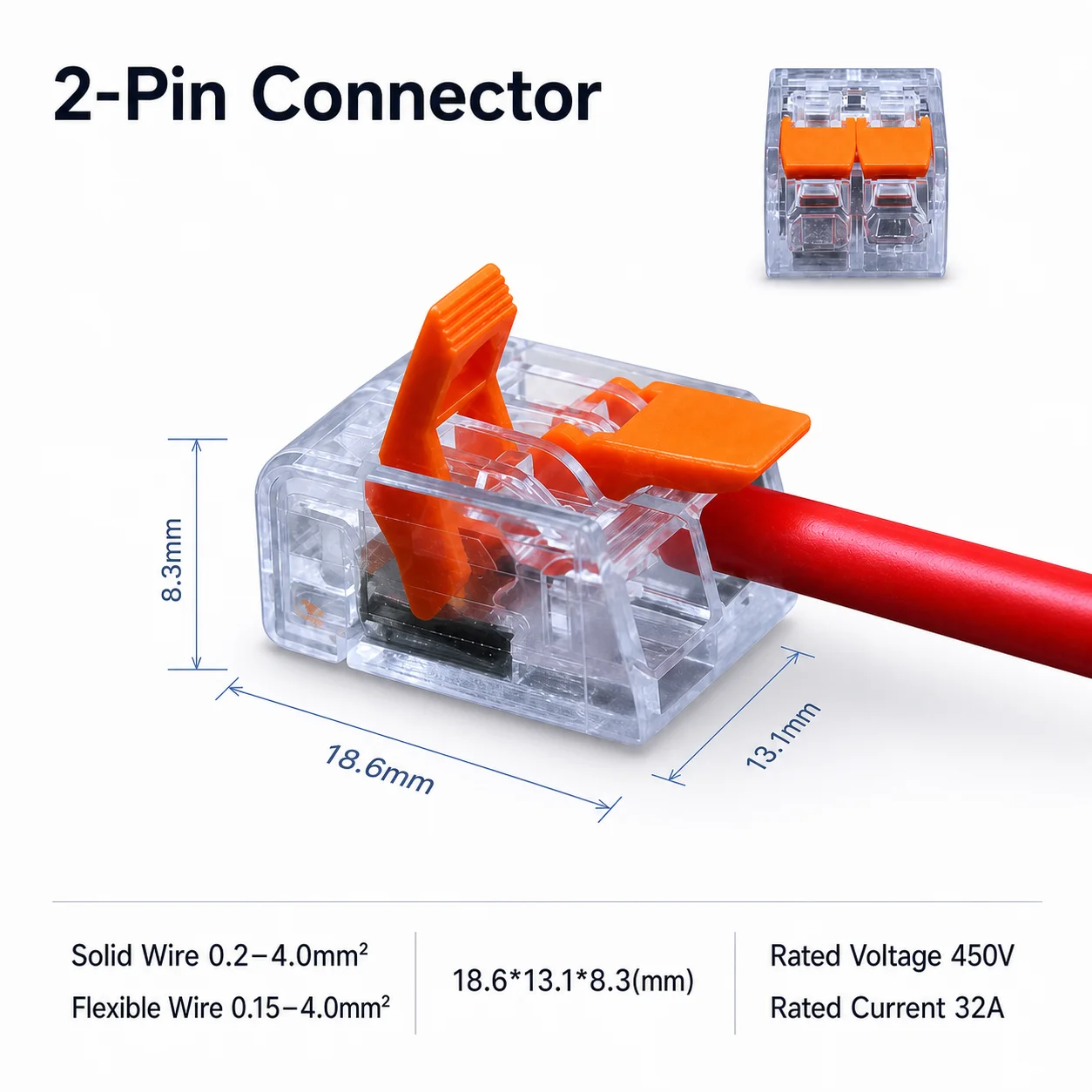 Elektrische Kabelconnectoren 50PCS 2/3/4/5 Poort Hendel Draadconnector Quick Splice Elektrische Draadterminal 32A 450V 0.15-4mm2 Kit