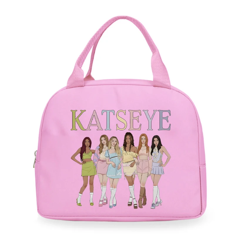 Large Capacity Katseye Lunch Bag Korean Ulzzang Thermal Bag Women Office Food Lunch Handbags Multifunctional Portable Tote Bag