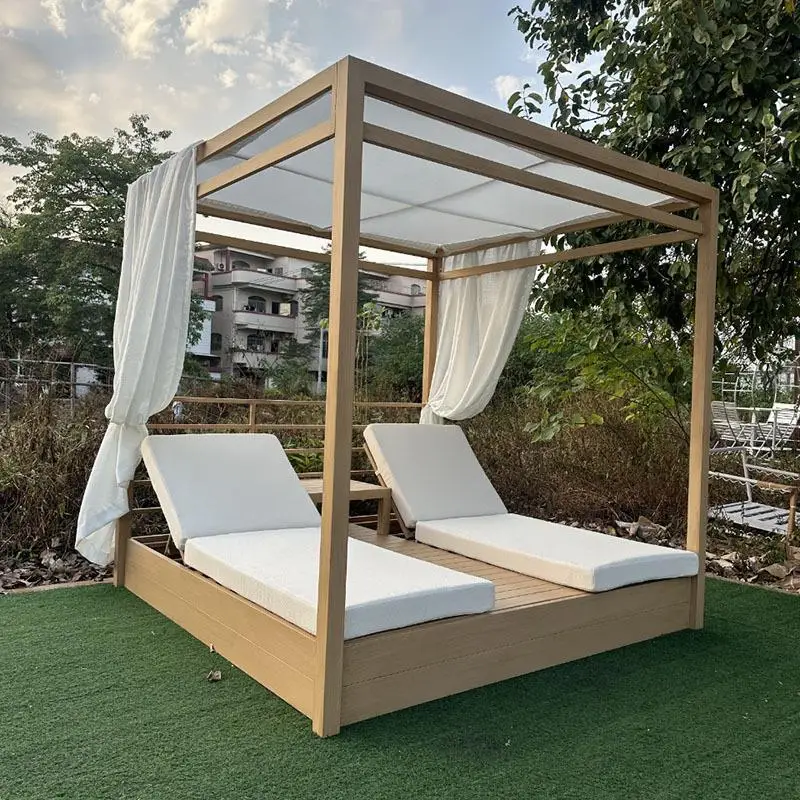 Outdoor Lounging Hotel Leisure Chairs Outdoor Courtyard Solid Wood Lounging Chairs Villa Resort Swimming Pool Lounging