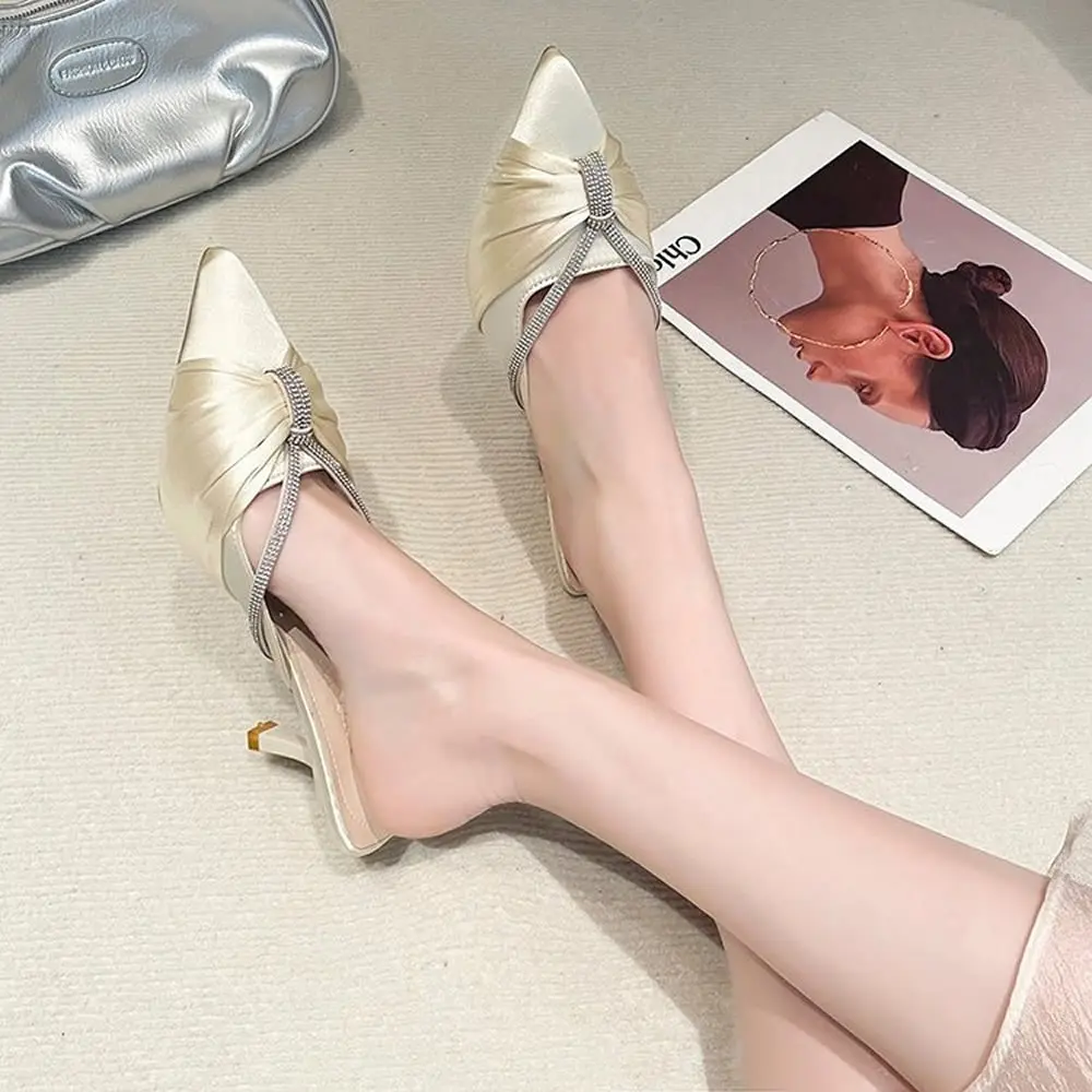 أزياء المرأة في الهواء الطلق شقة بكعب منخفض الانزلاق على الصنادل كسول شبه الانزلاق على أشار تو أحذية أنيقة النساء البغال النعال موجزة #5