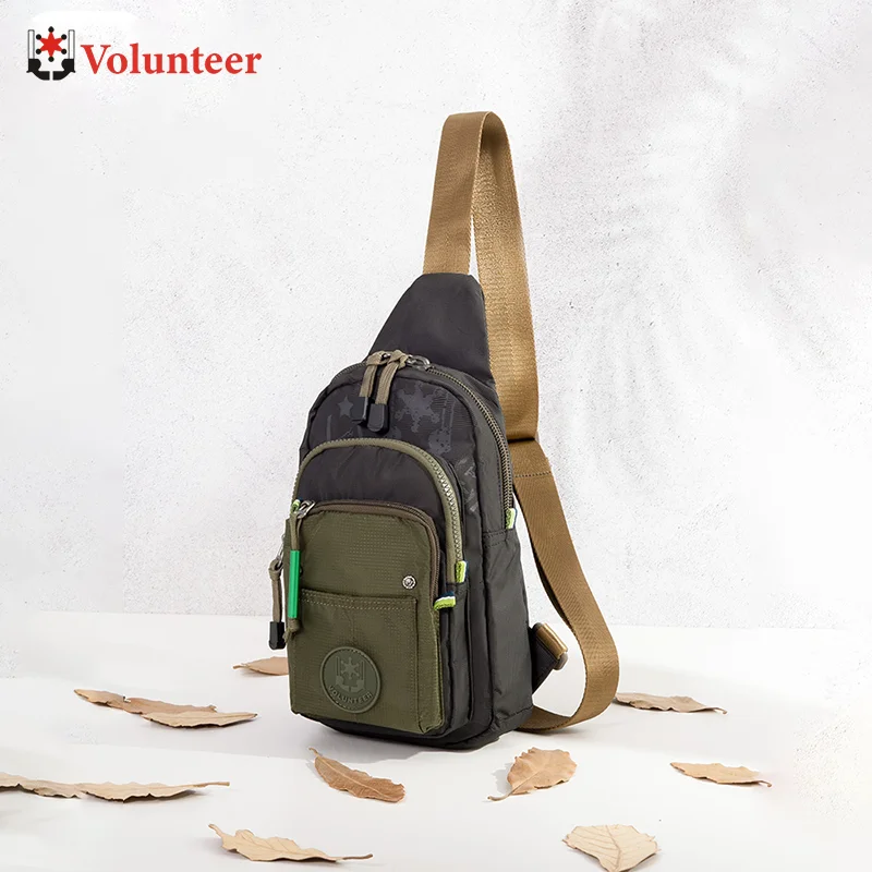 

Volunteer Crossbody Sling Bags for Men New Waterproof Multi-pocket Fashion Versatile Phone Solid Nylon Travel Waist Bags 1652-16