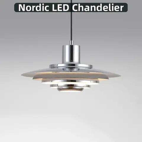 Nordic Lamp White Silver Metal E27 Minimalism LED Chandelier Art Design Kitchen Bedroom Home Decoration Adjustable Pendant Light