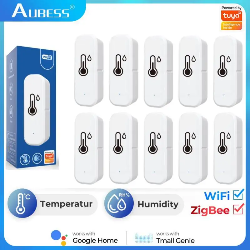 Aubess Sensor de temperatura y humedad Zigbee/tuya, inalámbrico, Bluetooth, alarma inteligente de temperatura y humedad, frecuencia de actualización