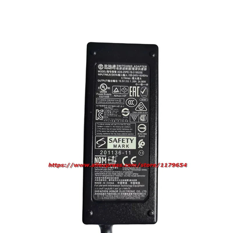 Genuine HOIOTO ADS-25PE-19-3 19525E 19.5V 1.28A  25W Switching AC Adapter Monitor Charger 4.5*3.0mm