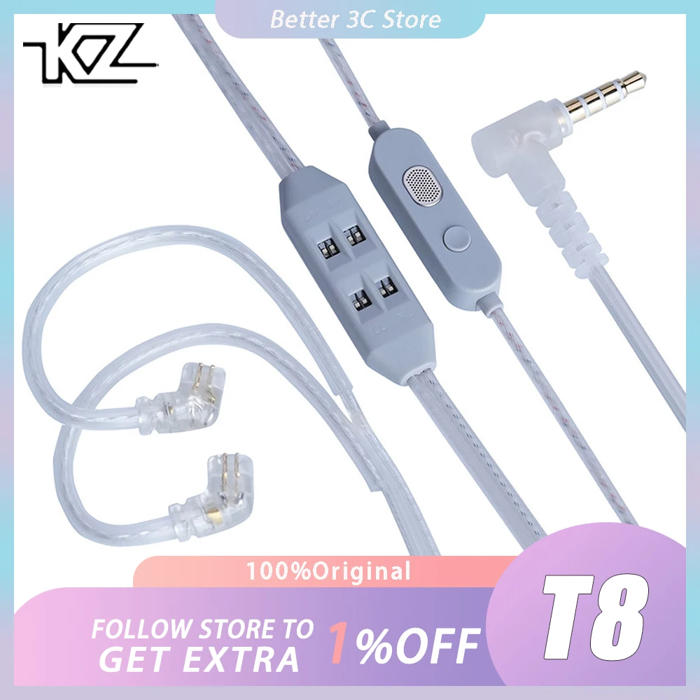 KZ T8 Upgrade Cable 8-Gear Electronic Tuning Silver-Plated Upgrade Cable 0.78mm Pin 3.5mm Plug For EDX Pro AS16 Pro PRX Zenith