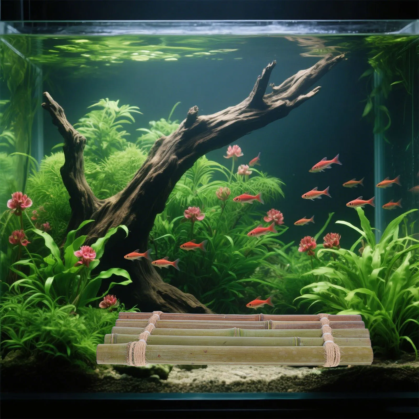 

Fish Tank Bamboo Raft Decoration Bamboo Mat Aquarium Ornament DIY Fish Tank Accessory Landscape Decor