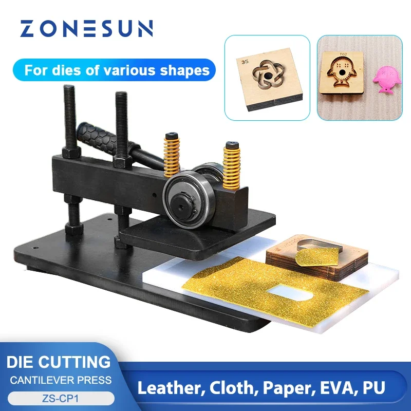 

ZONESUN ZS-CP1 Cantilever Press Leather Cloth Paper Die Cutting Machine Alloy Steel Double Bearings Leather working Tool