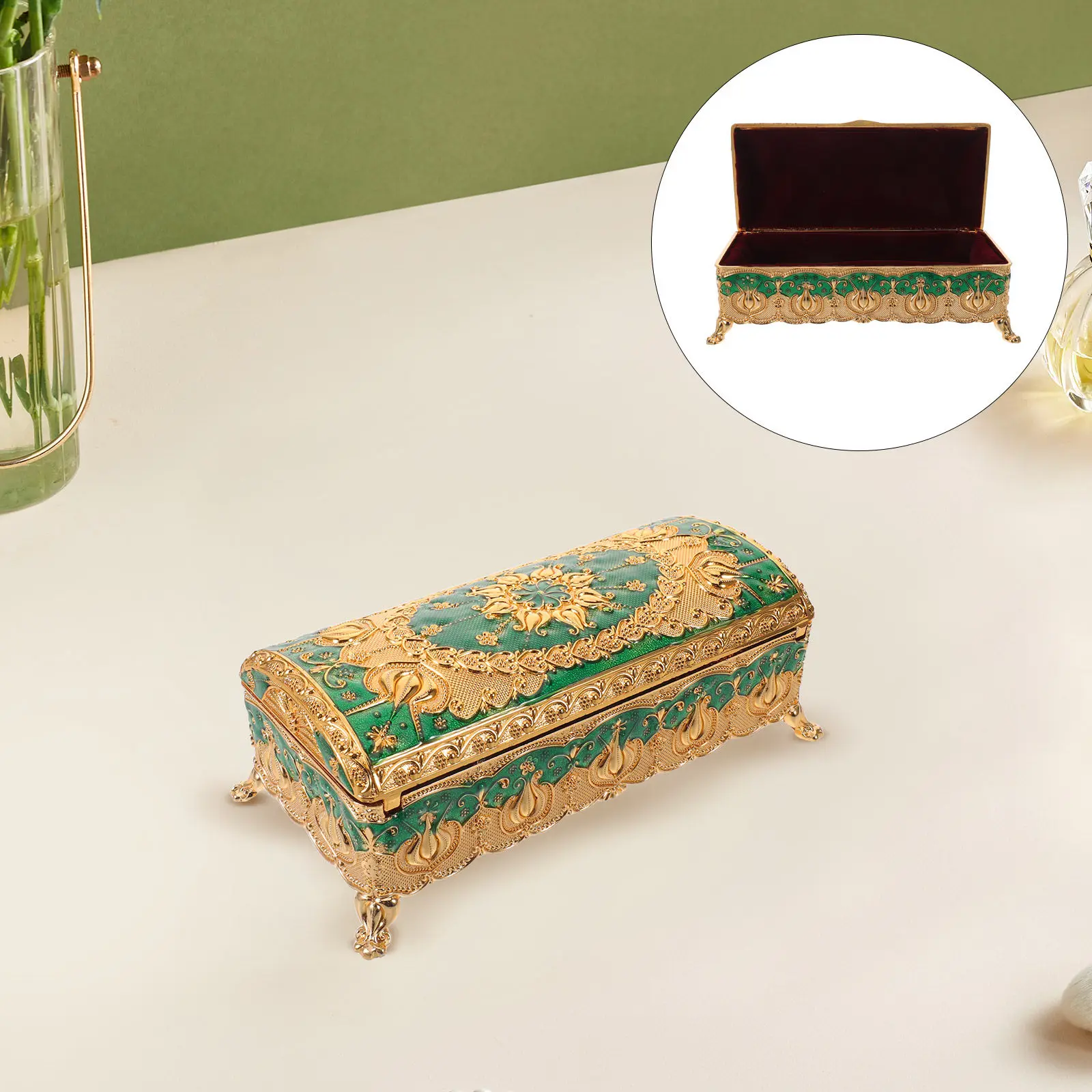 

Luxury Enamel Finish Jewelry Box Compact Size with Interior Mirror Ideal for Travel Home Use Organize Accessories Rose Gold