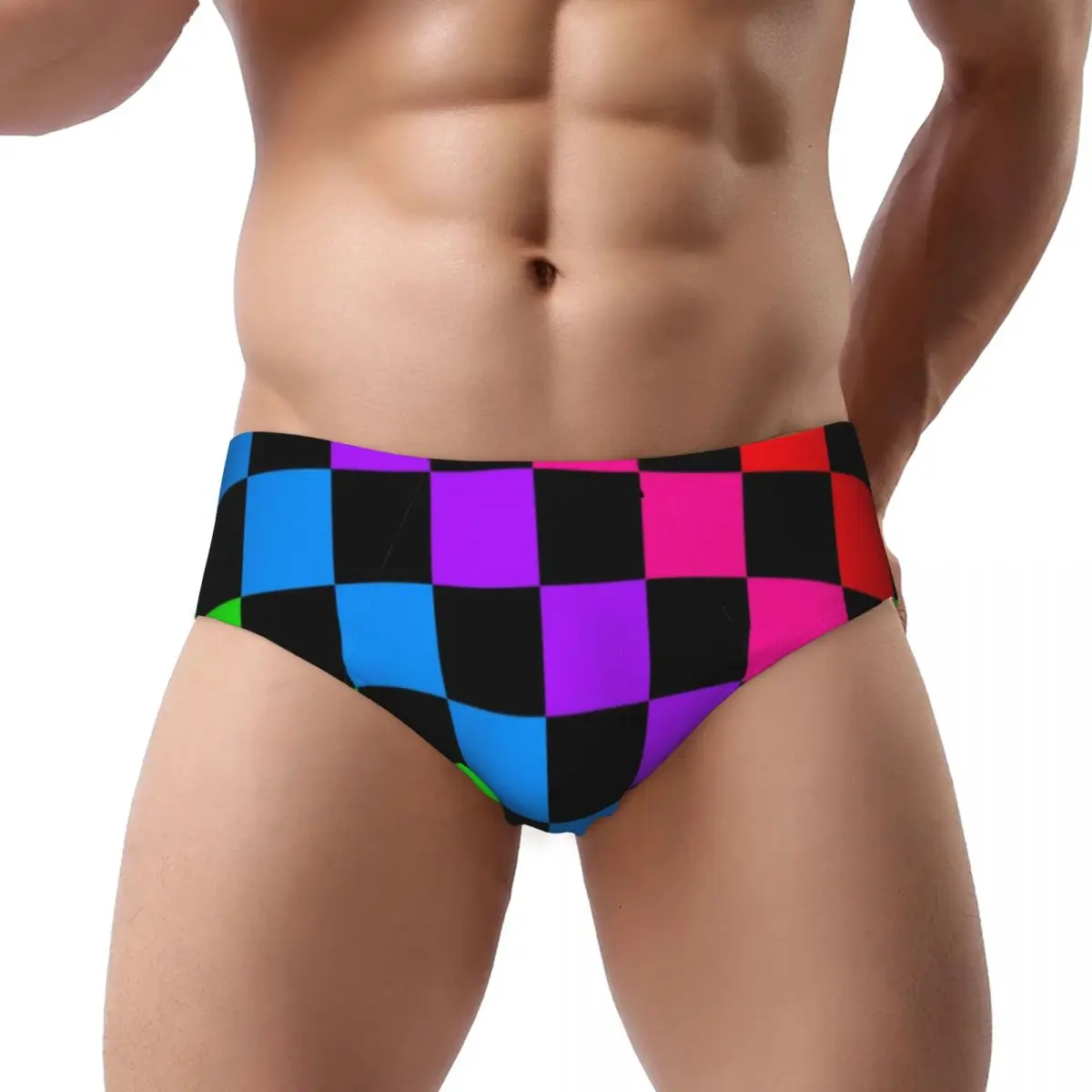 

Короткие трусики в шахматную клетку для женщин на заказ, дышащее эластичное нижнее белье