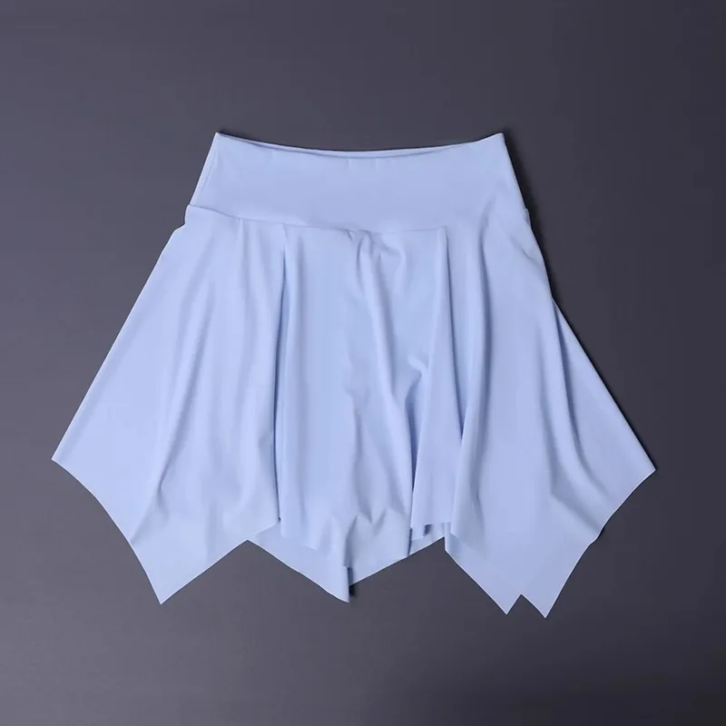 تنورة رياضية نسائية باللون الأخضر النعناعي - صيفية غير متماثلة لليوجا والتنس والجري سريعة الجفاف