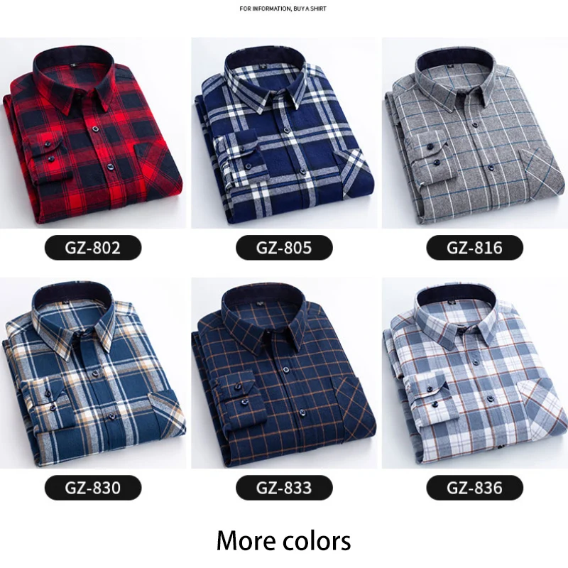 Camisas xadrez de manga longa masculina, puro algodão, ajuste regular, roupas casuais, plus size, outono, 2023