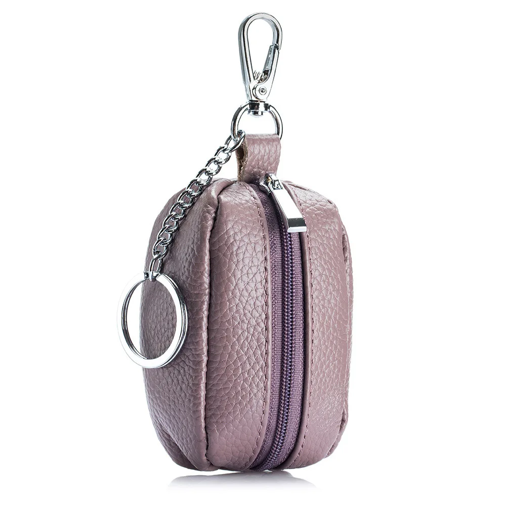 Bolso pequeño de cuero genuino para mujer, monedero con llavero, suave, versátil, marca de lujo