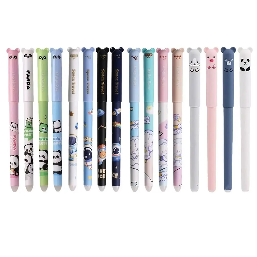 

24PCS/Set Black/Blue Ink Erasable Pen Astronaut Panda Rabbit Writing Tool Gel Pen 0.5mm Neutral Pen School Office