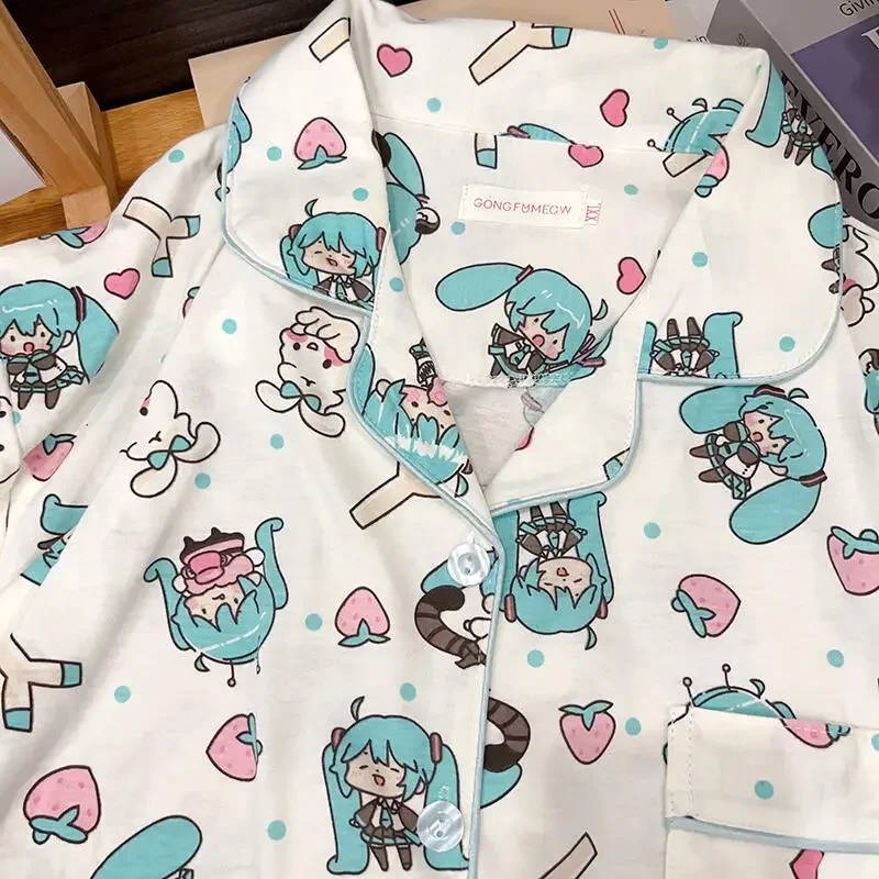 أطقم بيجامات أنيمي هاتسون ميكو ملابس نوم نسائية ناعمة بدلة بيجامة قطنية فضفاضة ملابس منزلية فضفاضة بيجامات مطبوعة هدية عيد ميلاد #1