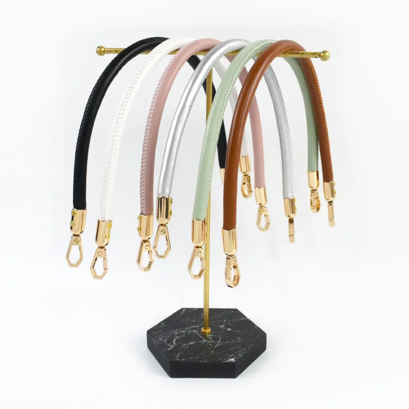 2Pcs Deepeel 30/40/60cm PU Leather Bag Handles with Metal Clasps Handbag Purse Replacement Strap DIY Bags Accessories