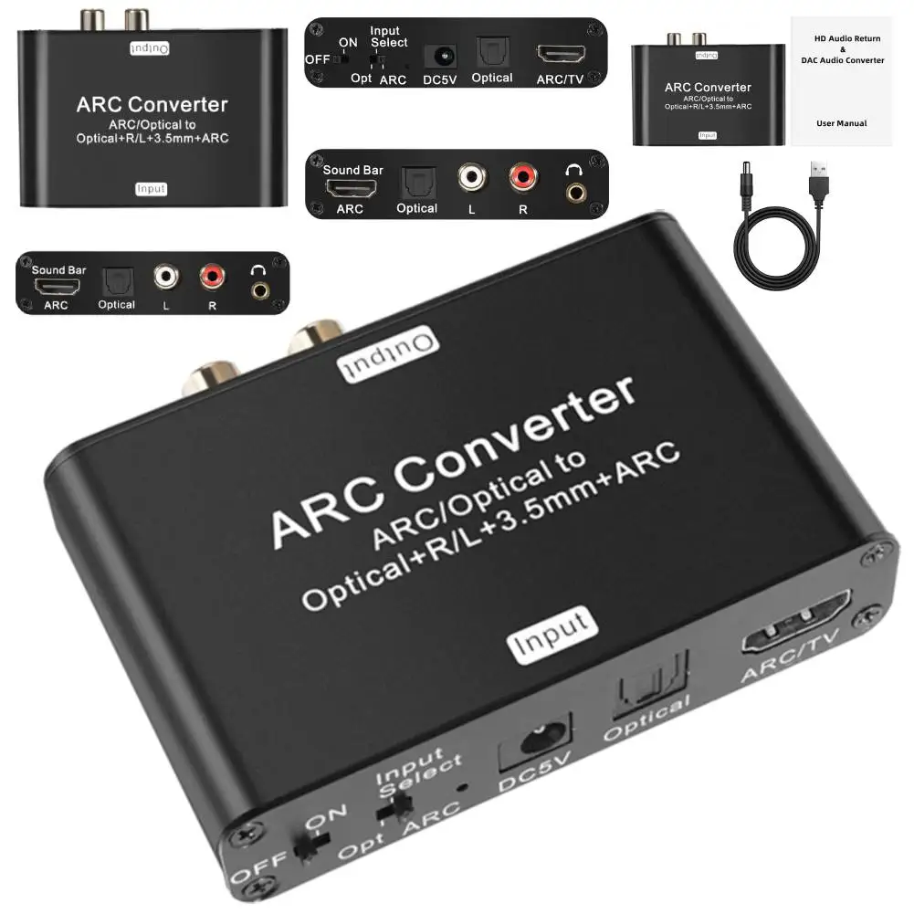 

192Khz ARC Audio Extractor HD ARC Return Extractor Digital To Analog Audio Converter ARC SPDIF Optical To Optical 3.5mm L/R