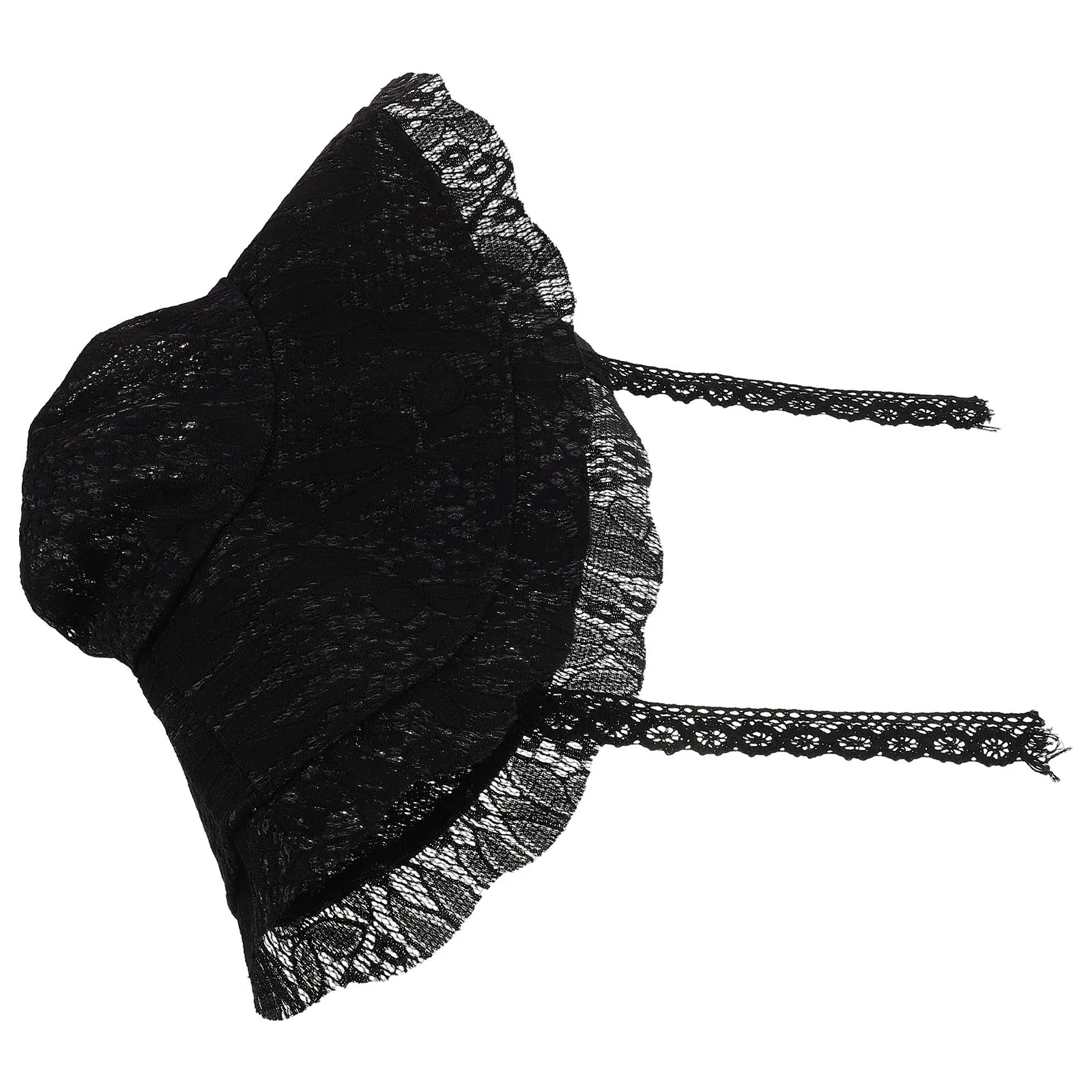 

Black Lace Wide Brim Sun Hat Fisherman's Bucket Hat for Women Summer Foldable Beach Cap Adjustable Tie Outdoor Travel Tea Party