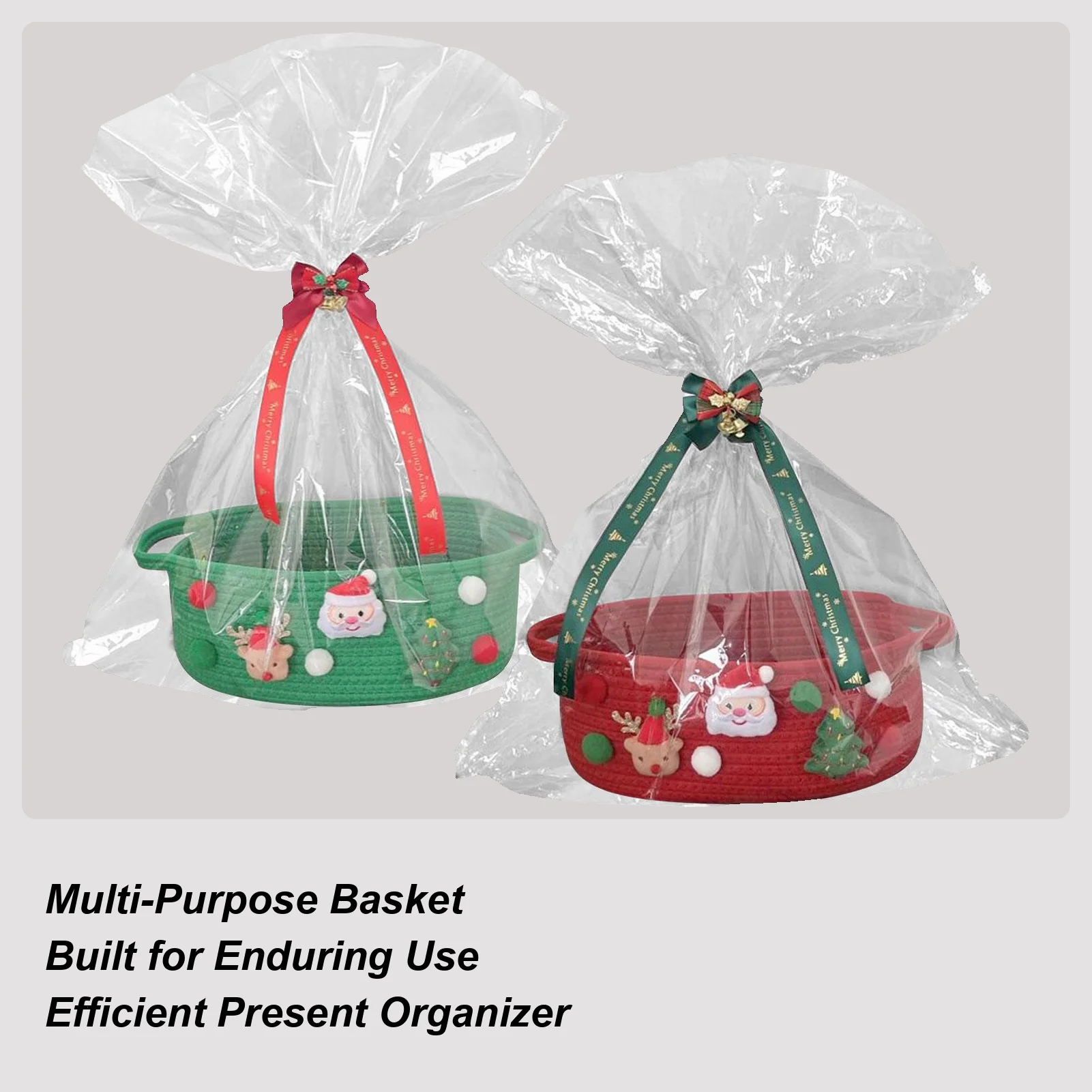 Cesta de regalo de Navidad, conjunto de embalaje vacío, bolsa de regalo de Navidad, bolsa de vino para dulces y manzanas, cesta de almacenamiento de Papá Noel, cesta de regalo