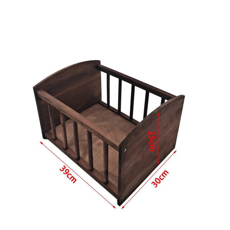 Newborn Photography Props Wooden Bed Baby Full Moon Multi Color Retro Detachable Bed Posing Crib Bed Background Baby Memorial