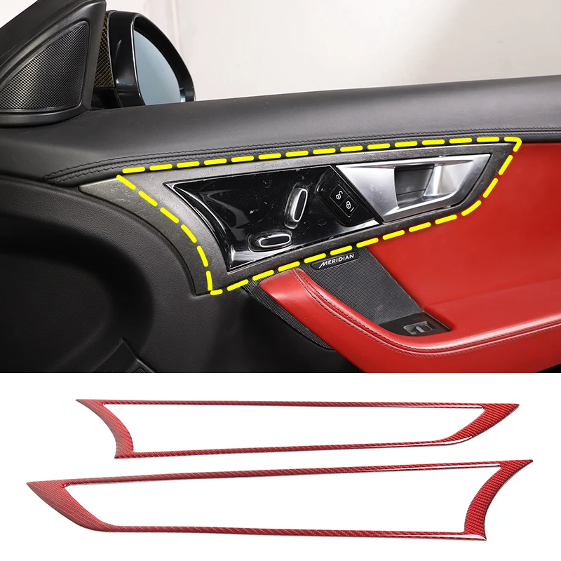 

For Jaguar F-TYPE 2013-2022 Soft Carbon Fiber Car Door Inner Handle Frame Decorative Sticker Interior Modification Accessories