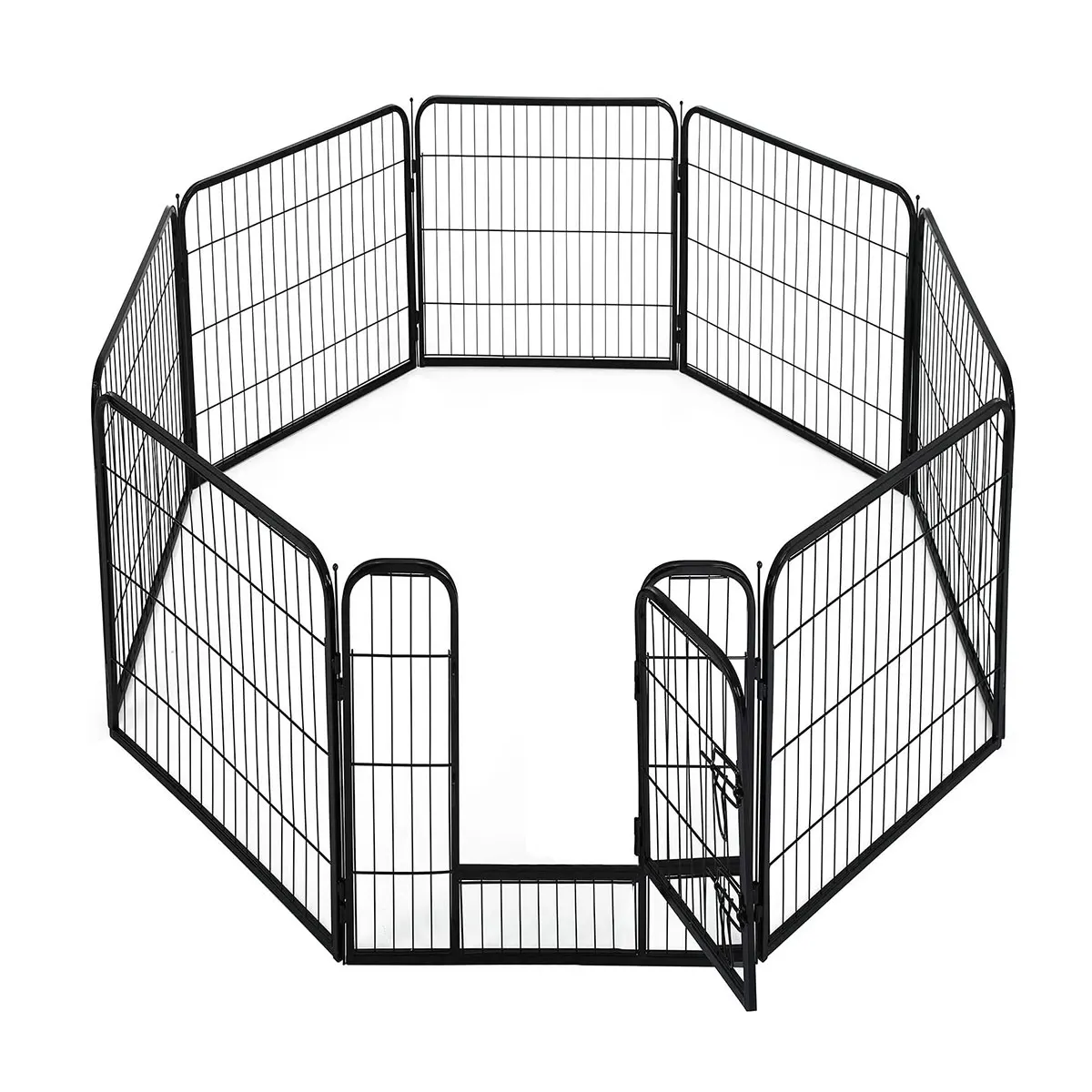 

Large Metal Dog Run Fence Kennel Pet Playpen With8 Panels Outdoor And Indoor Dog Cage