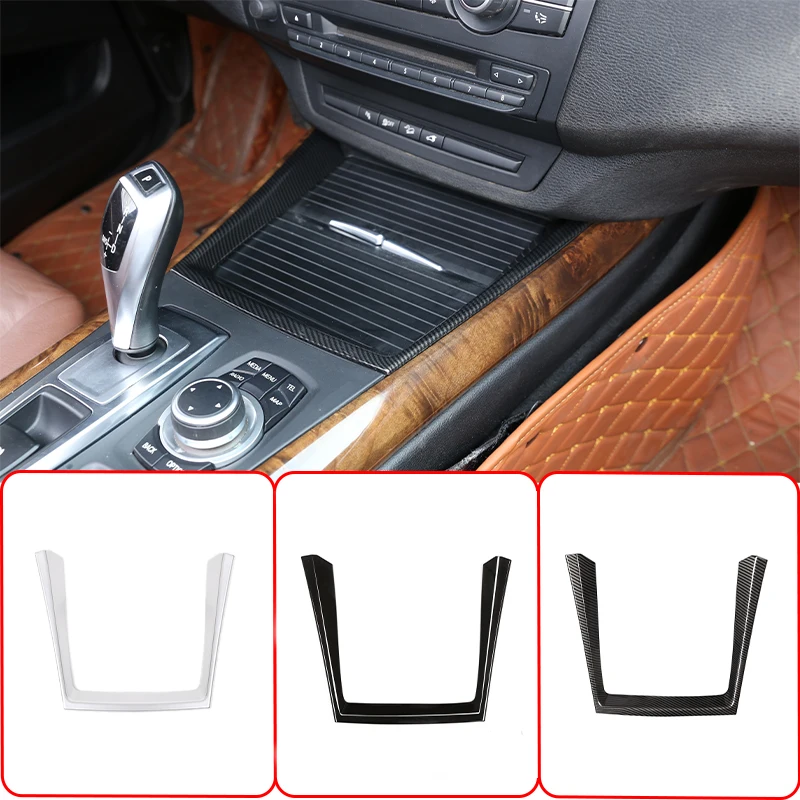 

ABS Carbon Fiber Car Central Control Water Cup Holder Cover Frame Trim For BMW X5 E70 2008-2013 Auto Styling Interior Accessorie