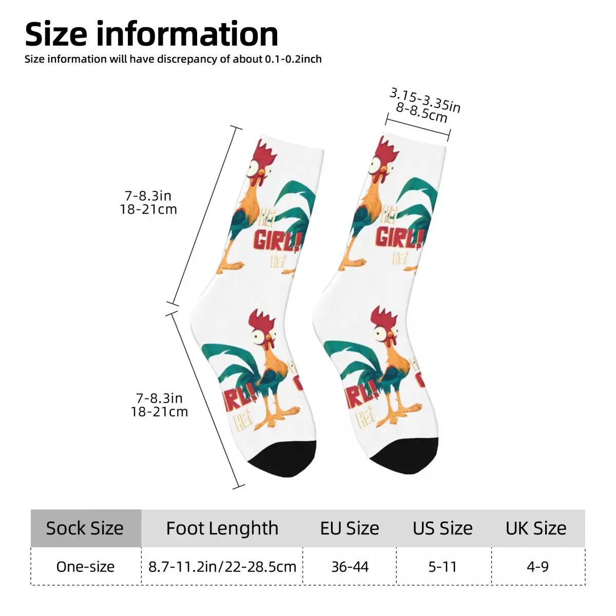 Moana Hei Hei Chicken Hei Girl Hei Socks Men\'s Women\'s Fashion Socks Harajuku Spring Summer Winter Middle Tube Socks Gifts