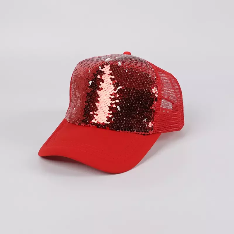 Fashion Sublimation Blank Shiny Sequin Hats Baseball Caps Solid Color Unisex Christmas Party Decorative Accessory for DIY Gifts