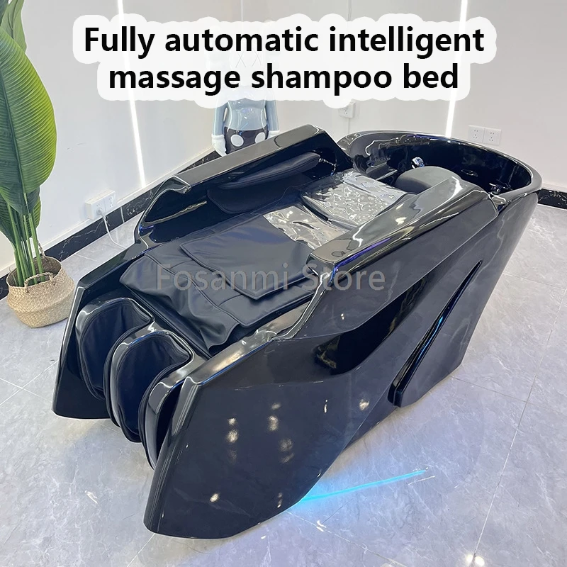 Multifunctional Automatic Electric Massage Shampoo Bed For Hair Salon With Ceramic Basin Back Massage Hair Washing Chair Bed