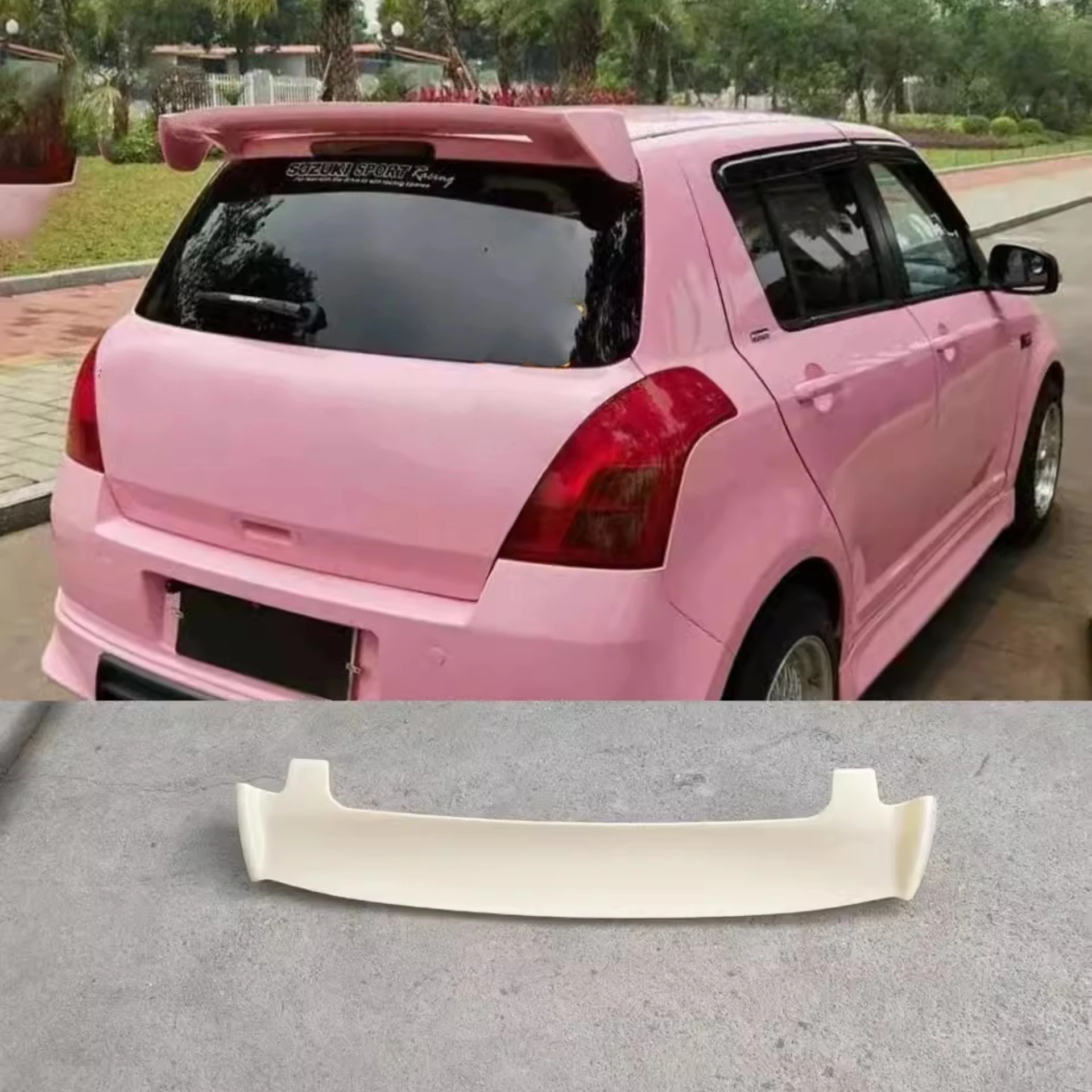 Body Kit Unpainted Front Rear Lip with Lamp Tail Wing For Suzuki Swift 2013-2016 Side Skirt Surround Car Accessories