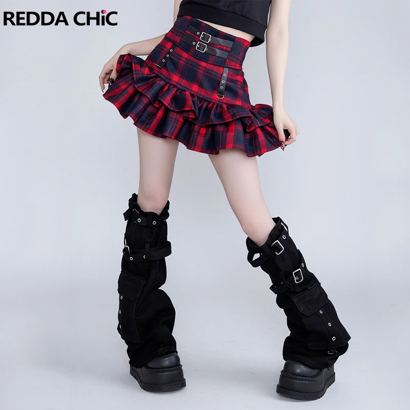 

Женские черные гетры REDDACHiC в стиле гранж, винтажные, с карманами, удлиненные до колена, расклешенные, джинсовые, для обуви, в готическом и панк-стиле, уличная мода