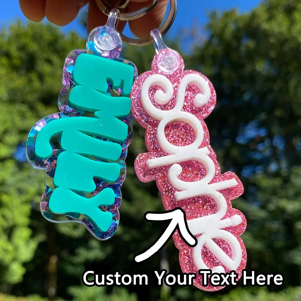 Custom Keychain - Personalized PMMA Color Clash Name Laser Engraved DIY Accessory for Daily Use & Trendy Gifts, Teens