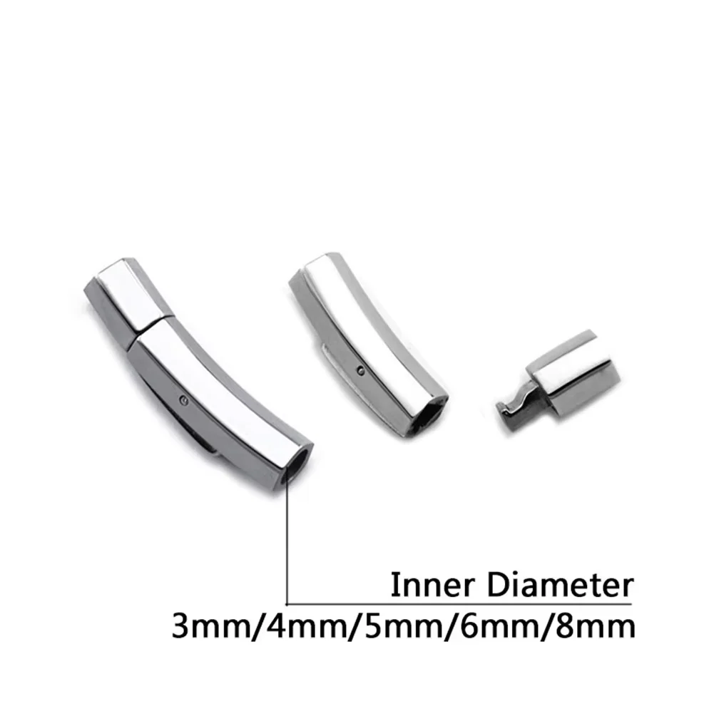 5Pcs/lot Wholesale Stainless Steel Leather Cord Integral Hexagon Spring Clasp for Jewelry DIY Making Connector Accessories