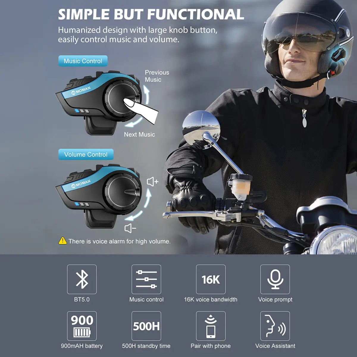 Imagem -03 - Synco-sistema de Intercomunicação sem Fio para Motocicleta Comunicador de Capacete Impermeável Compatível com Bluetooth Moman h2 Pro H2pro