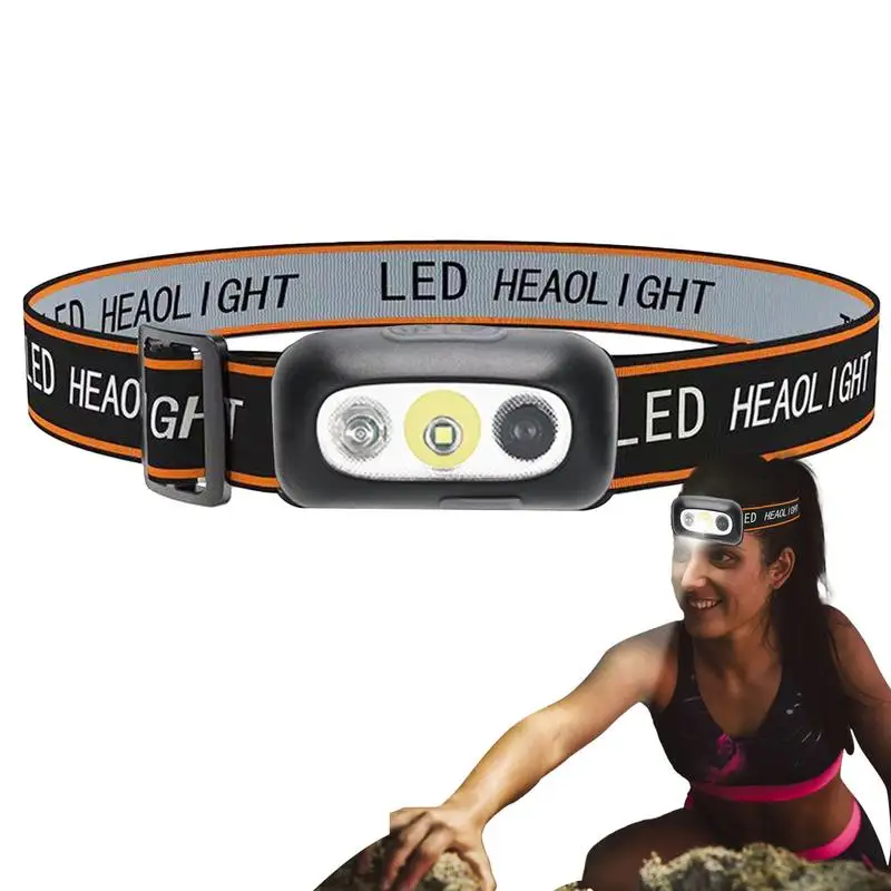 Linterna frontal LED con Sensor de inducción, linterna para pesca, Camping, recargable por USB, resistente al agua para deportes al aire libre, 4 modos