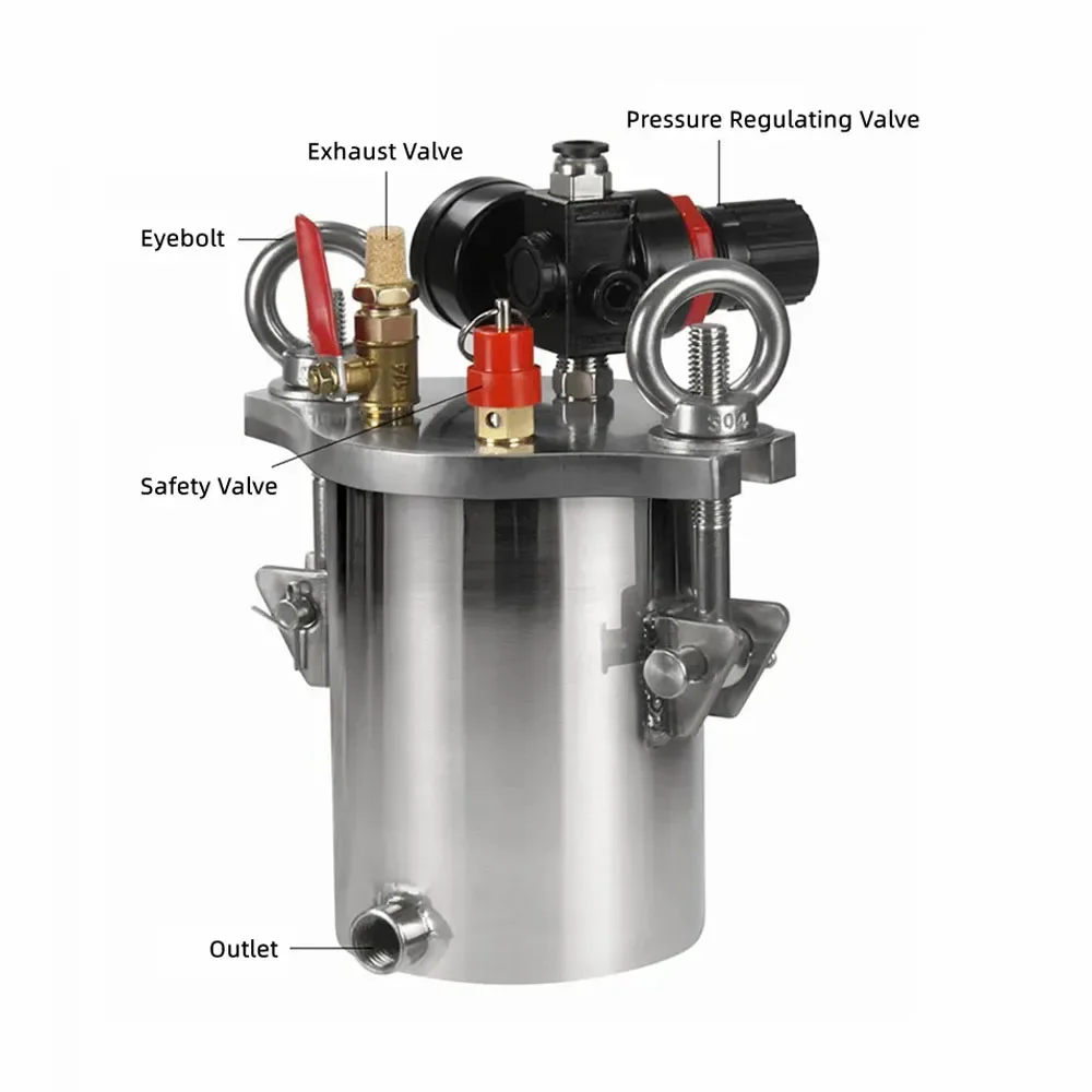 1L Dispenser Pressure Tank 304 Stainless Steel Pressure Barrel Dispensing Valve Fluid Dispensing Storage Bucket