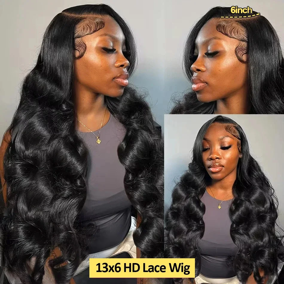

250 Density 13x6 13x4 Body Wave Human Hair Front Wig 40 Inch HD Transparent Lace Frontal Wigs Pre Plucked Lace Wigs For Women