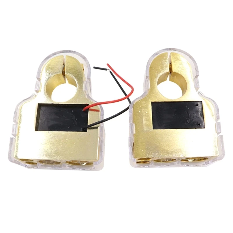 Car Battery Terminals Connectors with Voltmeter Golden 0/4/8/10 Gauge AWG Positive Negative Battery Post Clamp AOS