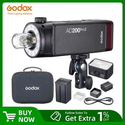 Godox AD200ProII AD200Pro II TTL 2.4G Wireless Camera Pocket Flash compatible with X1T for Nikon Canon Sony Fuji Olympus