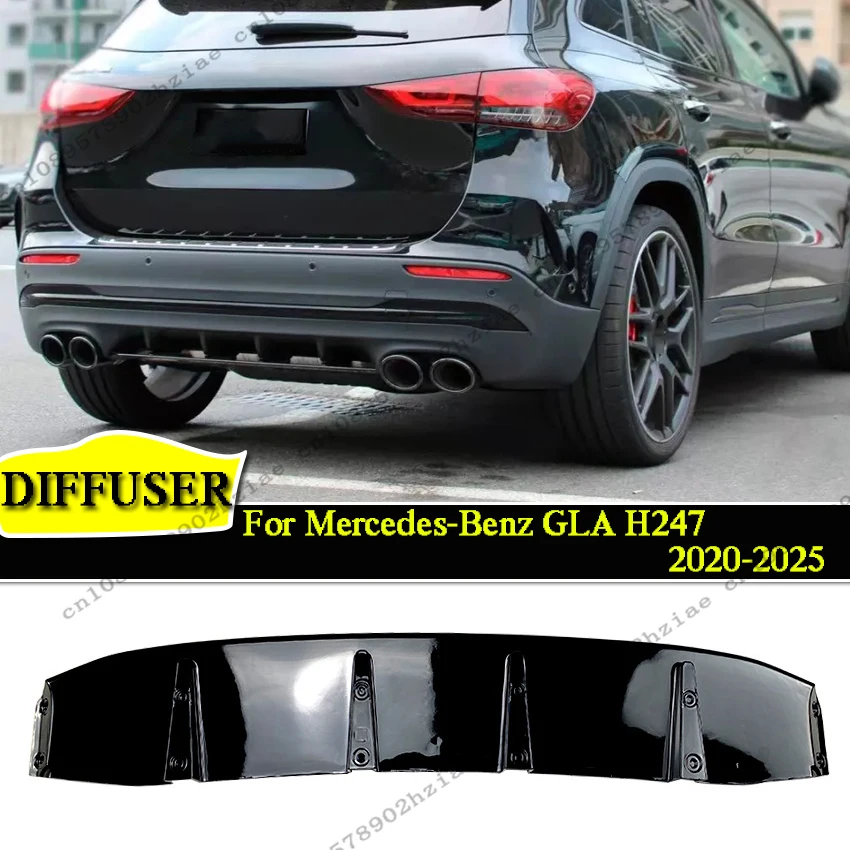 

Нижний спойлер, разветвитель, диффузор для Mercedes GLA H247 GLA180 GLA200 GLA220 GLA250 GLA35 GLA45 AMG Line 2020-2025, глянцевый черный