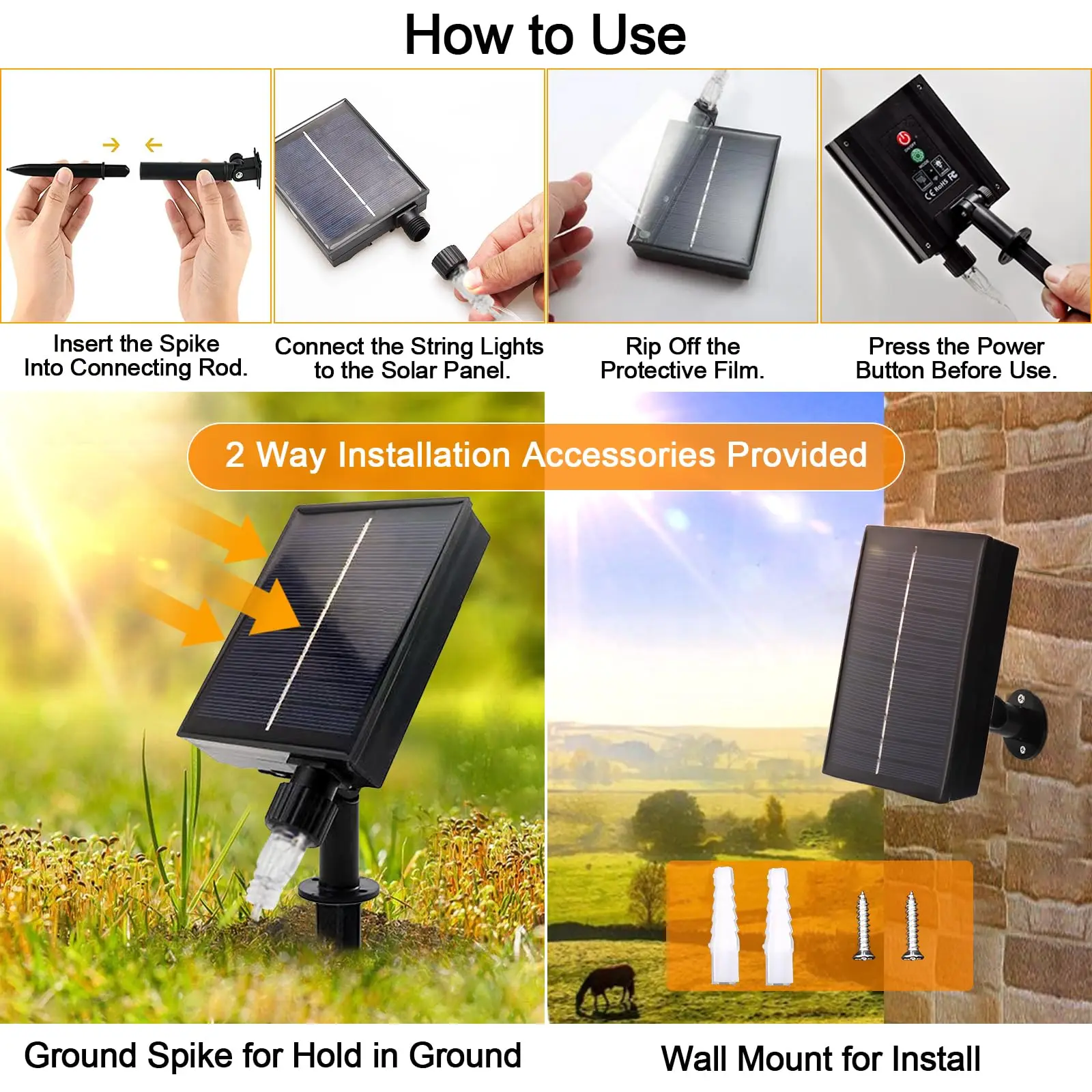 Solar Lichtslingers Buiten Dimbaar Waterdicht Globe Zonne-energie Patio Lamp voor Tuin Eaves Gazebo Bistro Gordijn Decor