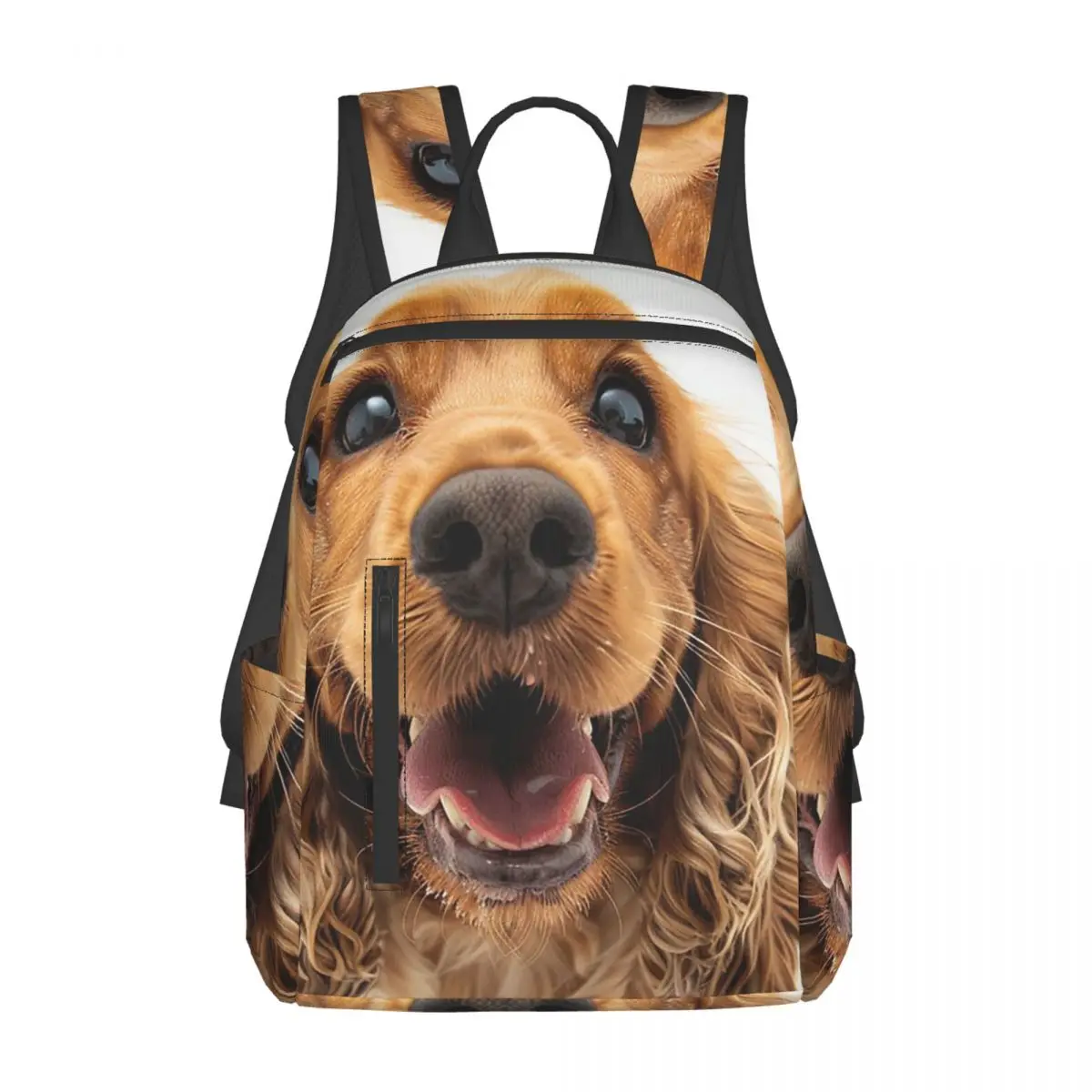 尾を振る知恵_コッカースパニエルの精神を育むバックパック、デイパック、子供用ブックバッグ、スクールバッグ、ショルダーバッグ、男性用、女性用