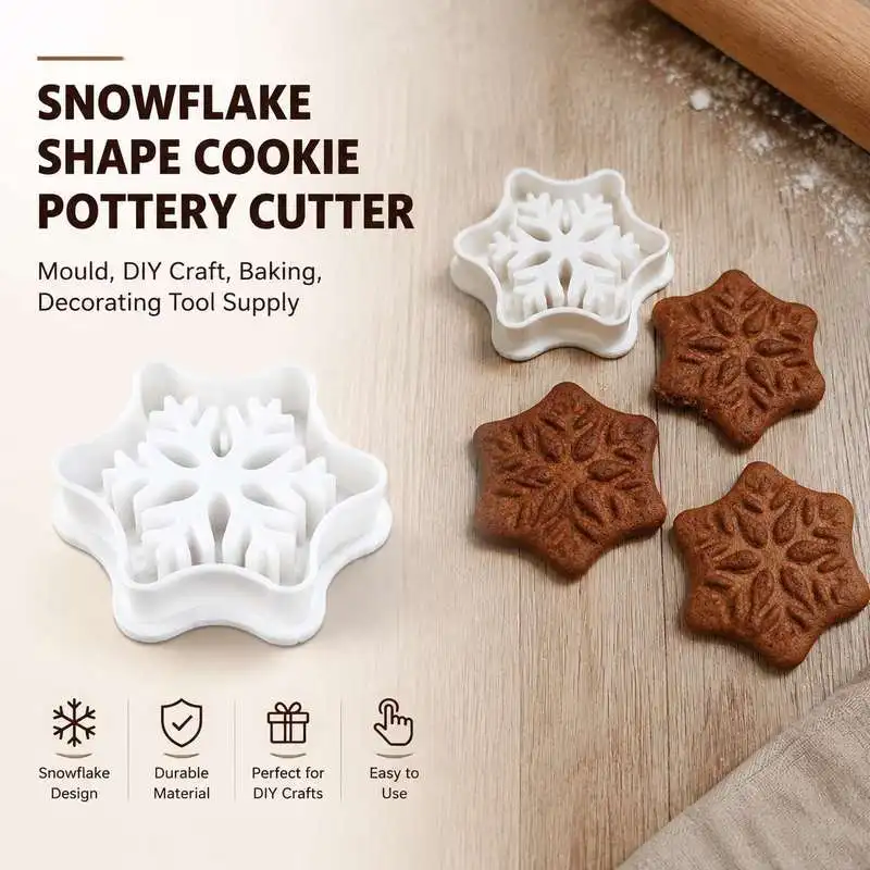 Snowflake Shape Cookie Pottery Cutter Mold Baking Dough Press Mould DIY Craft Baking Decorating Tool Supply
