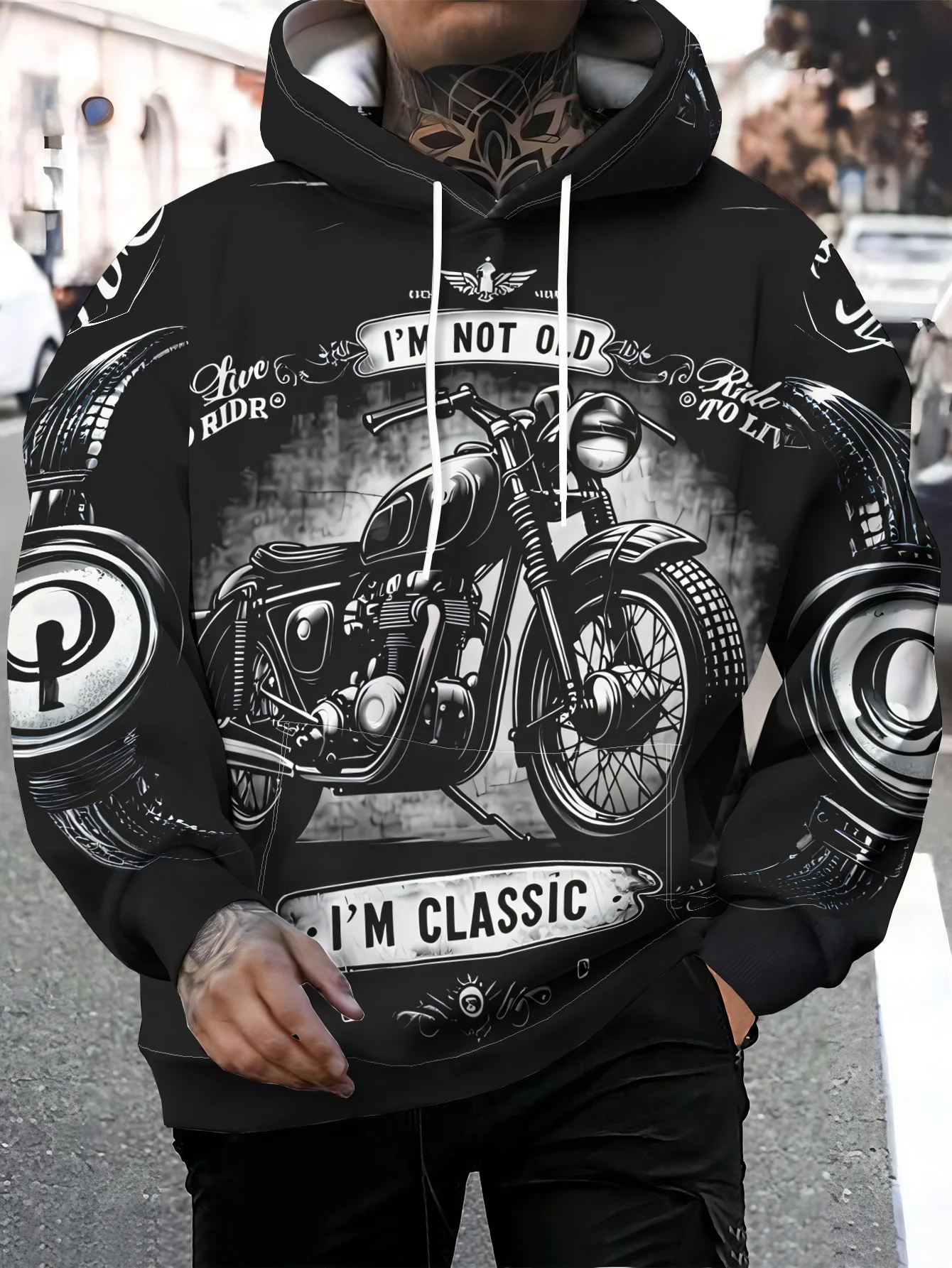 Men Women Classic Motorcycle 3D Print Hoodie I'm Not Old I'm Classic Biker Streetwear Hooded Sweatshirt Pullover Tops