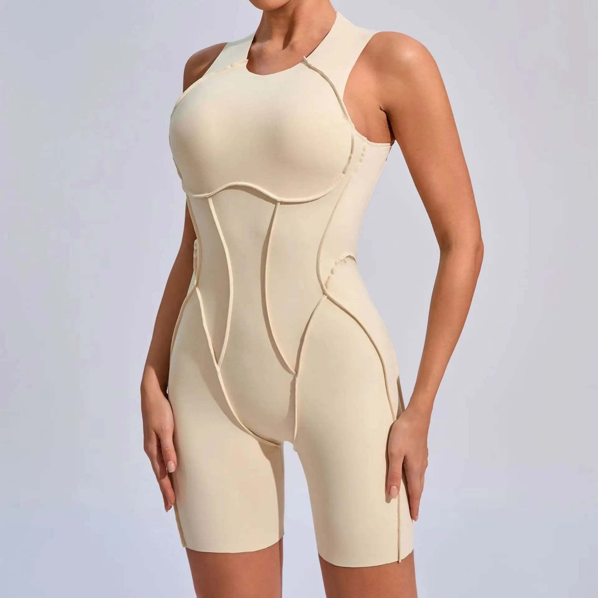 

2025 New Style Color Blocking Sleeveless Sports Clothing Gym Clothing Yoga Apparel Women Sports Suit Short Suit Fitness Suit Set