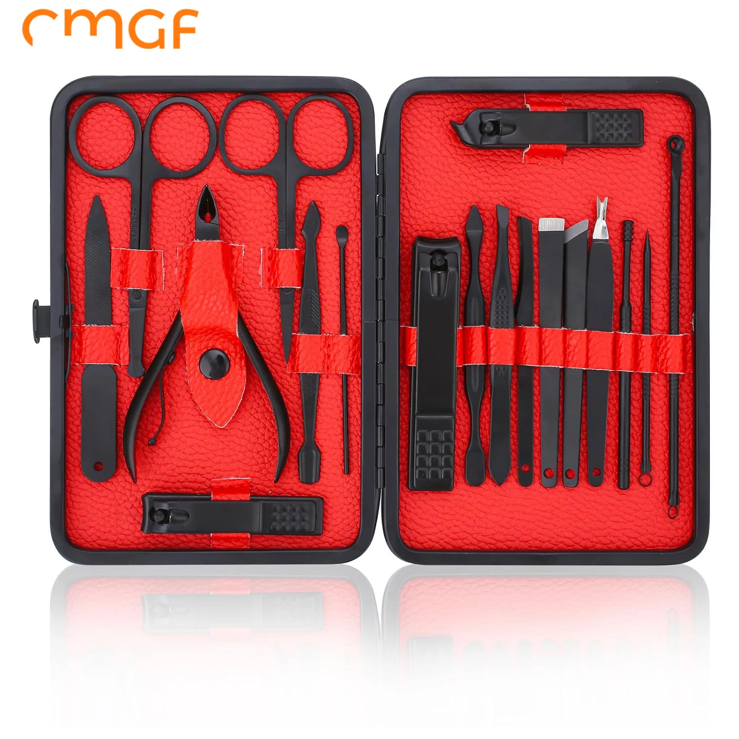 18 PCS Manicure Set Pedicure Sets Nail Clipper Stainless Steel Cuticle Nipper Nail Cutter Trimming Tools with PU Case Kit