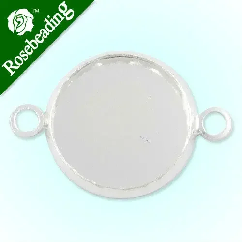 

50pcs Silver 14mm cabochon setting Jewelry Bracelet Blank Pendant Base Earring Tray Bezel Connector Links