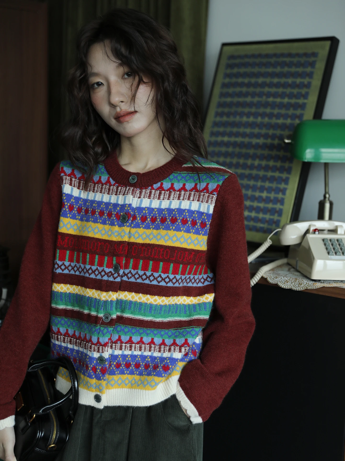 

Striped Red Retro Knitted Sweater Long Sve Women's Autumn Winter New Sle Patchwork Lazy Top Faion Outerwear