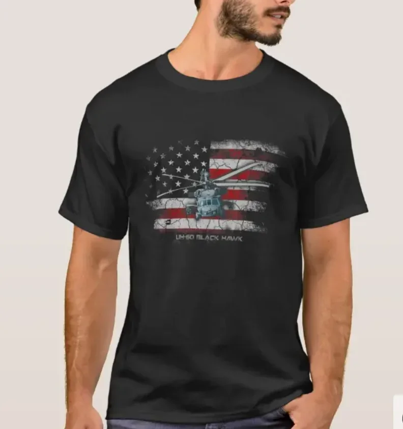 Vintage American Flag UH-60 Black Hawk Helicopter Veterans Day T-Shirt. Summer Cotton Short Sleeve O-Neck Mens T Shirt New S-3XL